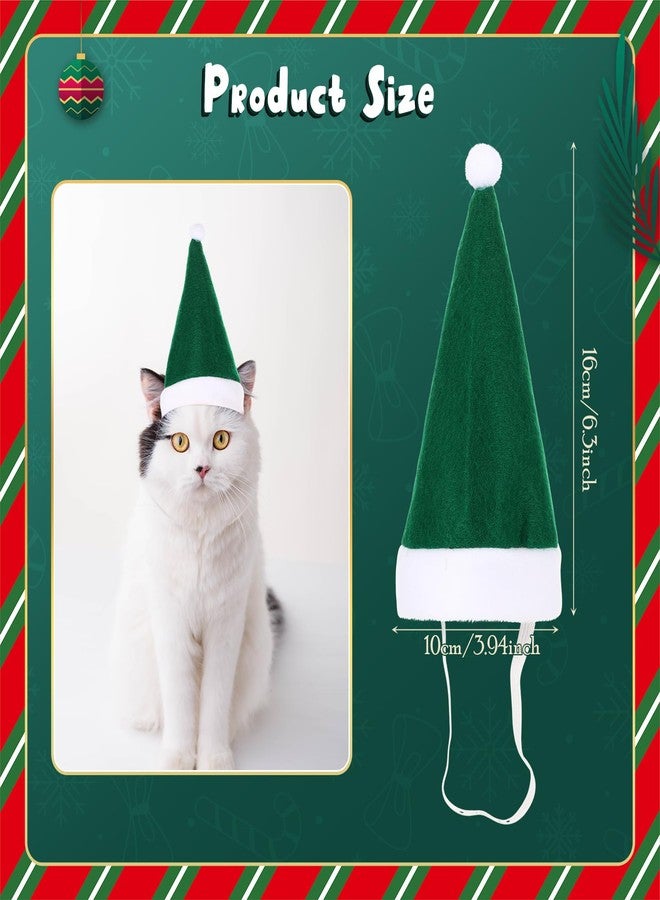 SilTriangle Adjustable Christmas Santa Hat for Dogs Cats, Mini Small Dog Cats Pet Santa Christmas Hat Party Decoration for Cat Small Dog Rabbit Puppy Doll Xmas Costume Accessories Outfit(Green) - Image 2